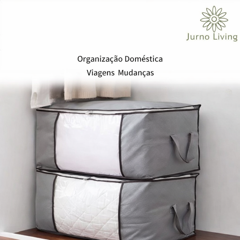Caixa Organizador de Roupas e Cobertores Ecológico Anti-Poeira e Umidade | Saco Organizadores Multiuso para Guarda-Roupa, Casacos e Edredons | Jurno Living