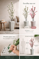 Arranjo de Cerejeira Rosa Artificial com Vaso de Rattan – Decoração Elegante para Sala e Escritório | Jurno Living