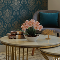 Arranjo de Orquídea Artificial Planta Decorativa Vaso e Casca Polida