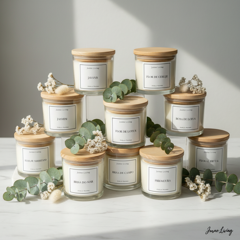 Vela Aromática 100g | Cera de Coco + Pavio de Madeira | Essências Premium | Jurno Living