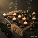 Kit Incensário + Castiçal Flor de Lótus em Resina | Decoração Zen | Jurno Living
