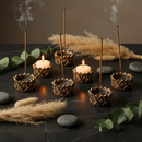 Kit Incensário + Castiçal Flor de Lótus em Resina | Decoração Zen | Jurno Living