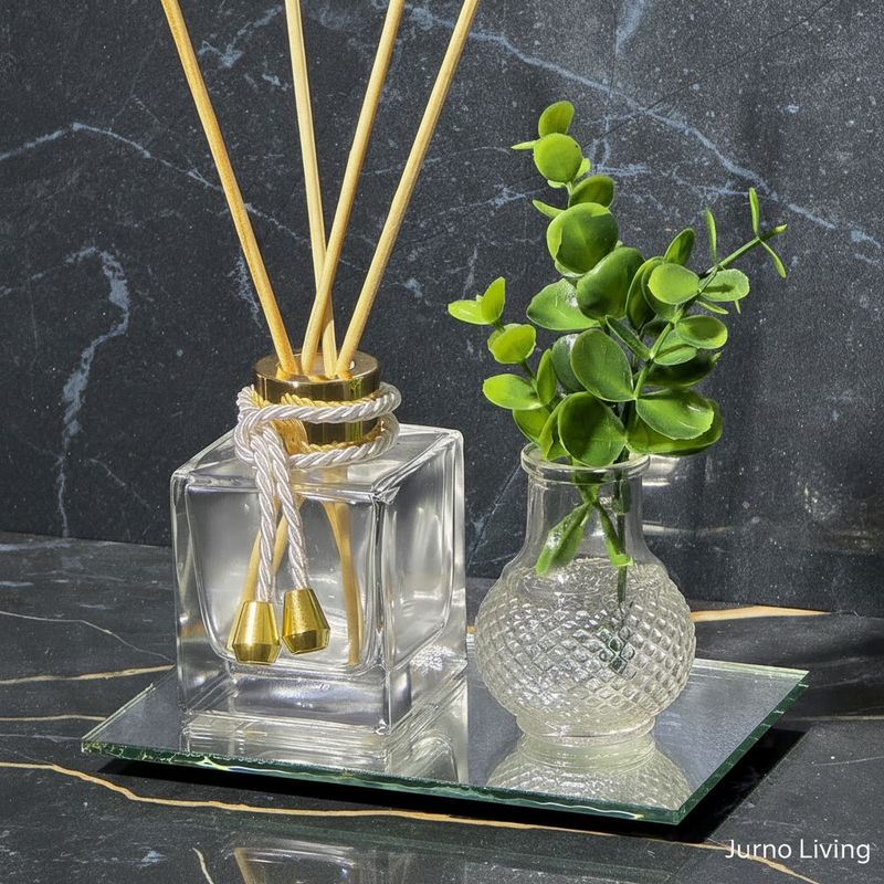 Kit Aromatizador de Ambiente 100ml | Vidro + Bandeja + Plantinha | Jurno Living