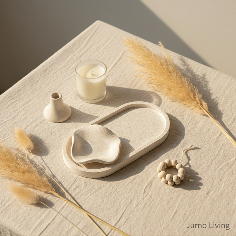 Kit Bandeja Oval + Mini Bandeja Nuvem | Cimento Marmorizado Artesanal | Jurno Living