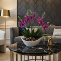 Arranjo de Orquídea Artificial Realista em Vaso com Casca Polida | Decoração Sofisticada Jurno Living